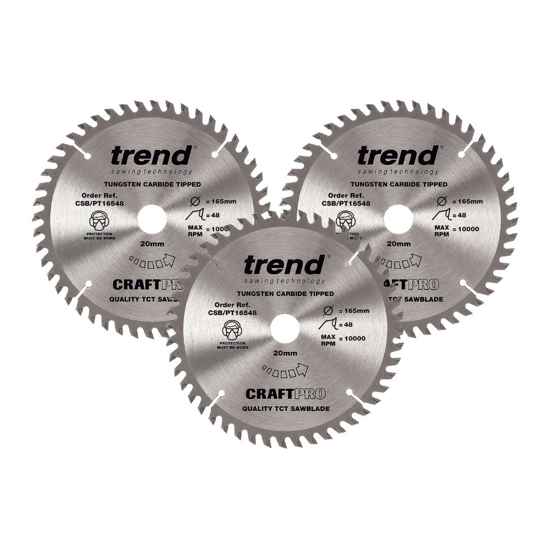 CSBPT165483 Trend CSB/PT16548 Plunge Saw Blade 165mm x 20mm x 48T 3pack - Image 1