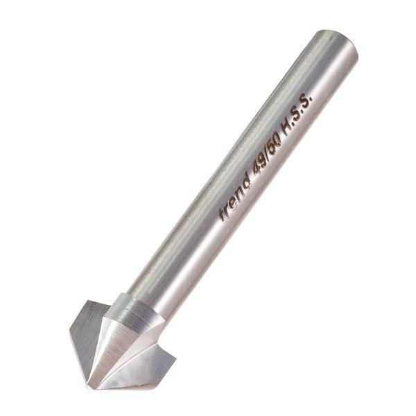 Trend 49/50X1/4HSS Three flute 90 degree countersink 12.7mm diameter