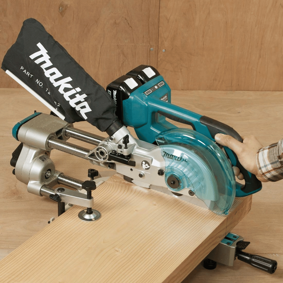 Makita DLS714 Twin 18v LXT 190mm Brushless Slide Mitre Saw with 2x5.0ah Batteries & Charger - Image 2