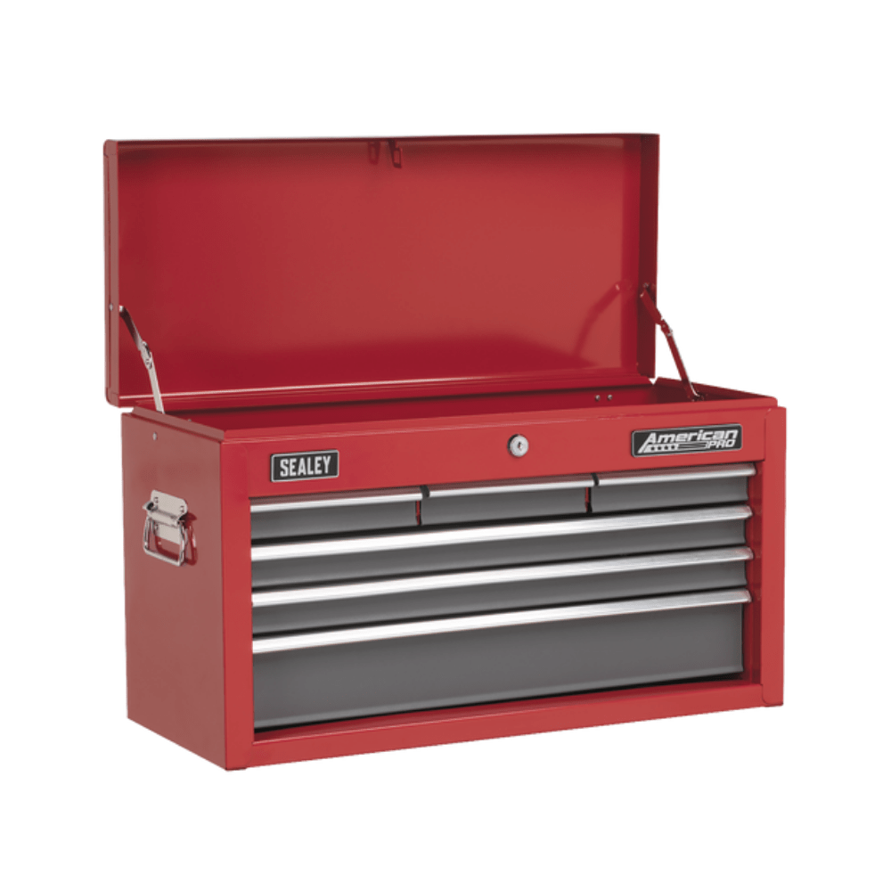 AP2201BB Sealey American PRO® Topchest 6 Drawer Red/Grey - Image 1