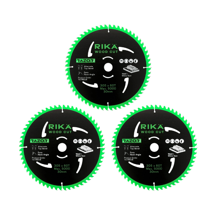 TCTR019-3 Rika Razor Pro TCT Mitre Saw Blade 305mm x 60T x 30mm Pack 3 - Image 1