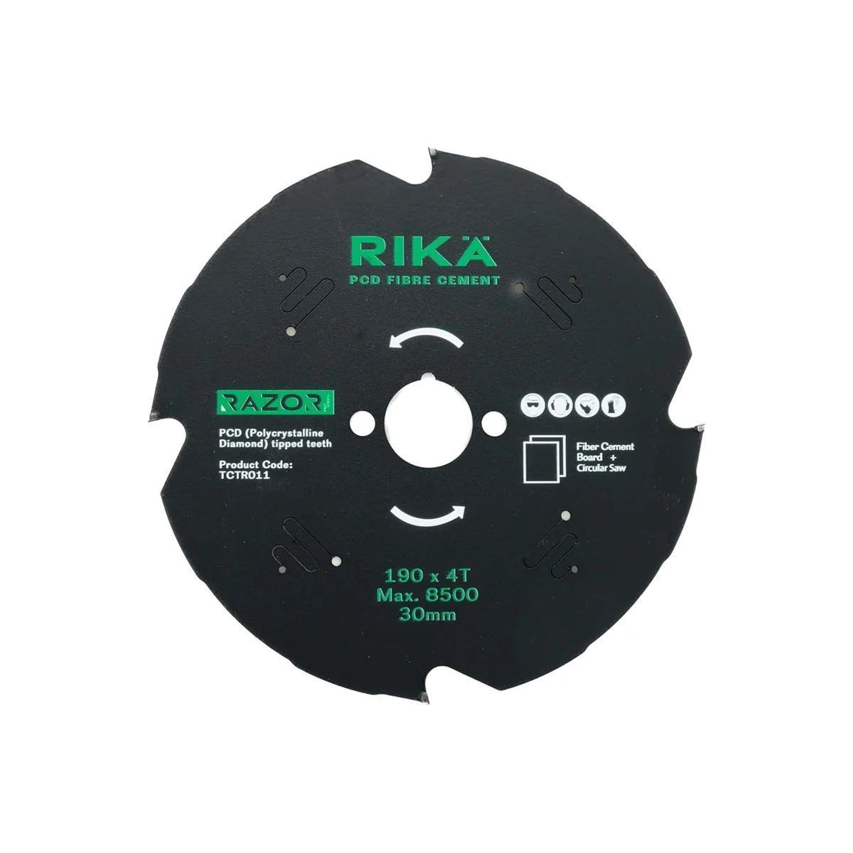 RIKÄ Razor Pro TCT Fibre Cement PCD Saw Blade 190 x 4T x 30mm - Image 1