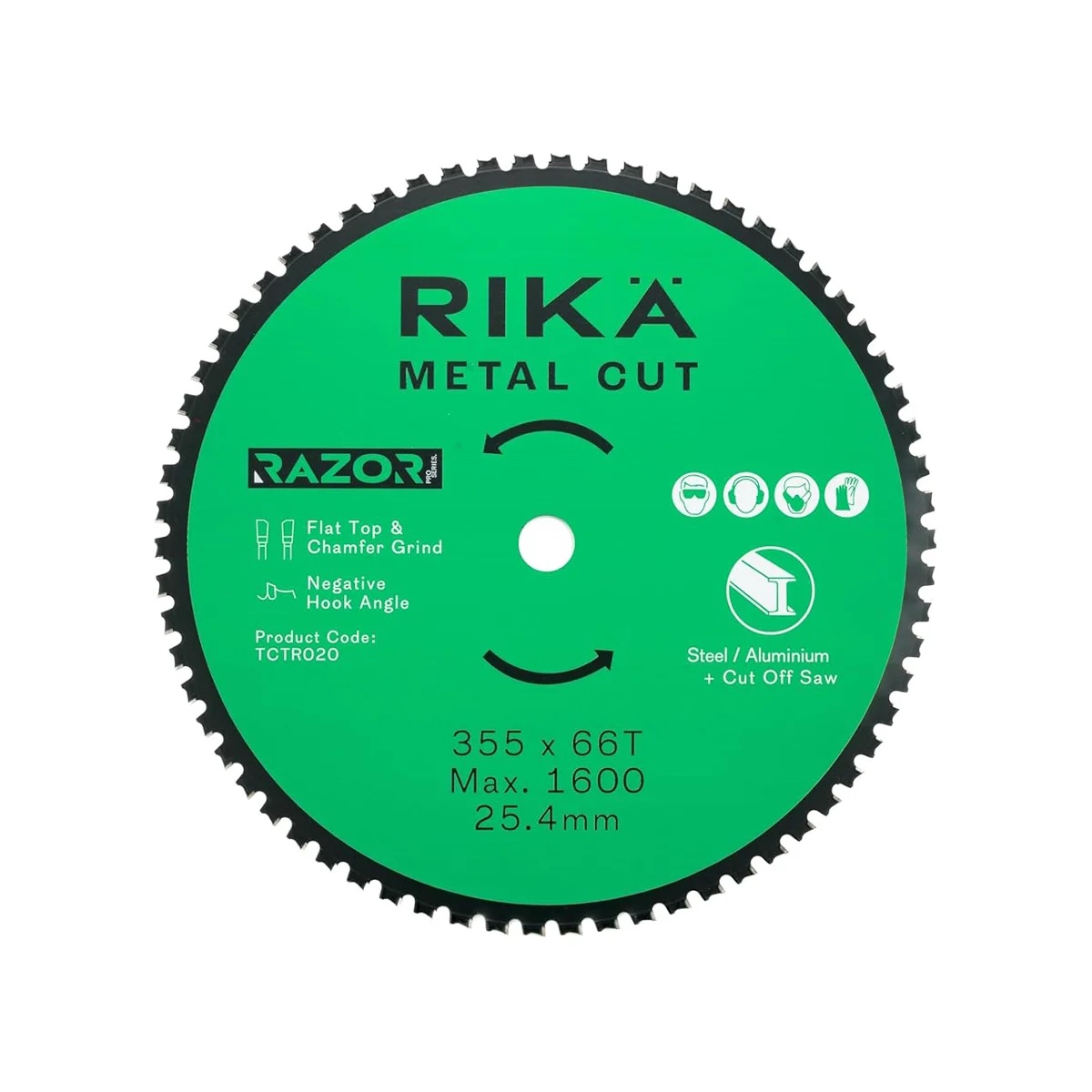 RIKÄ Razor Pro TCT Cut Off Mild Steel/Ali Saw Blade 355mm x 66T x 25.4mm - Image 1