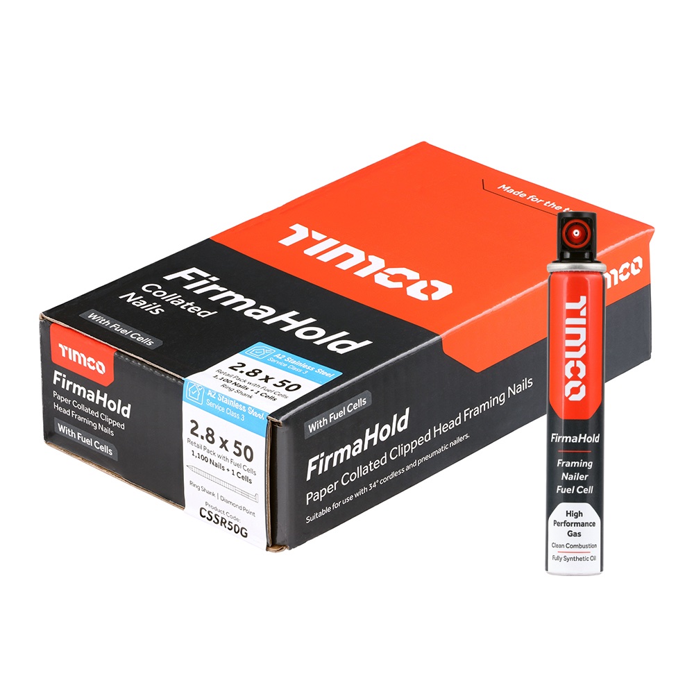 Timco Firmahold Collated Framing Nails Stainless Steel Pack 1100 - 1 x Gas - Image 1