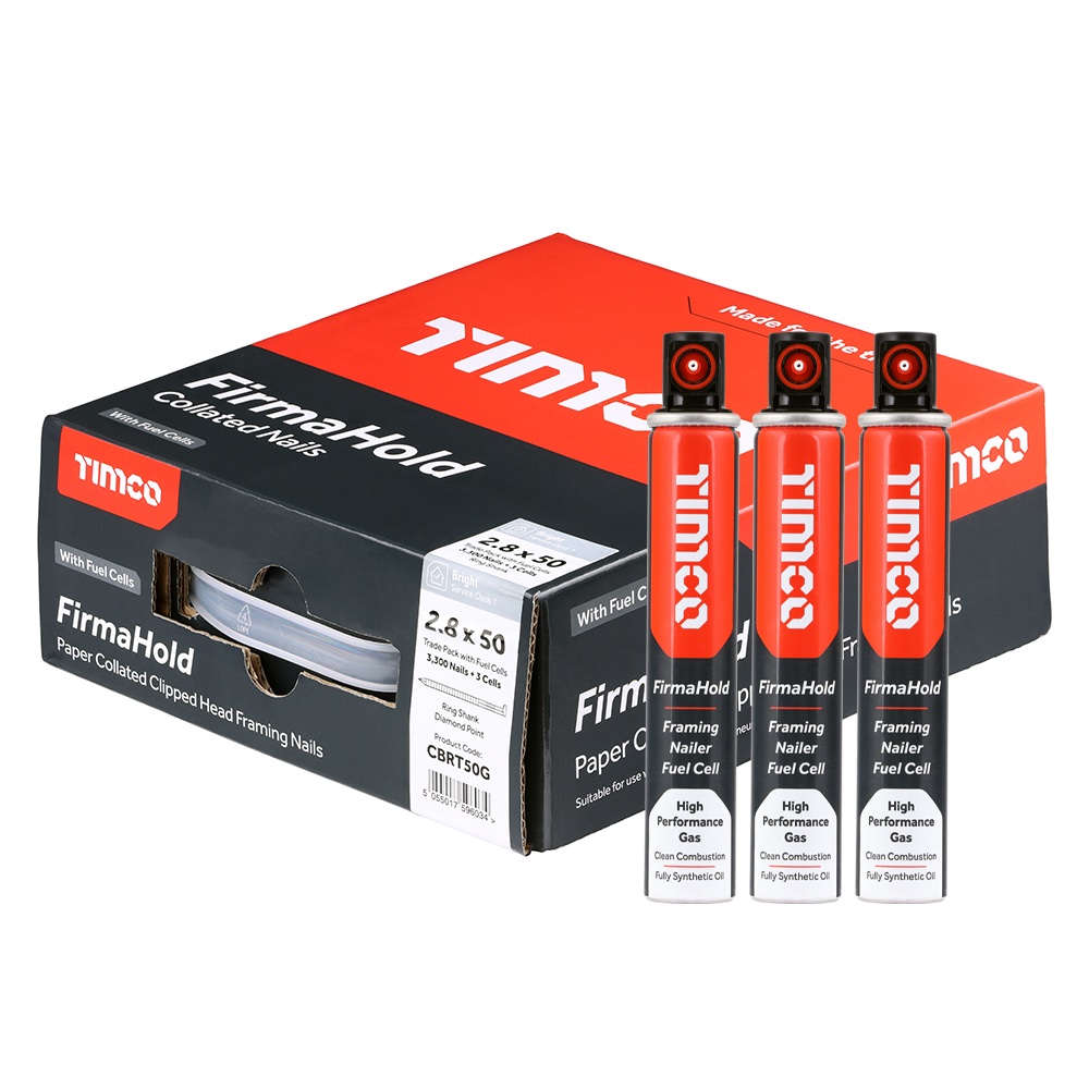 Timco Firmahold Collated Framing Nails Bright Pack 3300 - 3 x Gas - Image 1