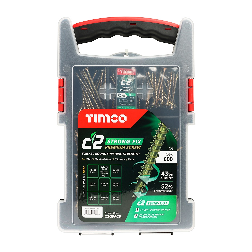 img_2009 Timco C2 Strong-Fix Premium Countersunk Screws Mixed Pack 600 - Image 1