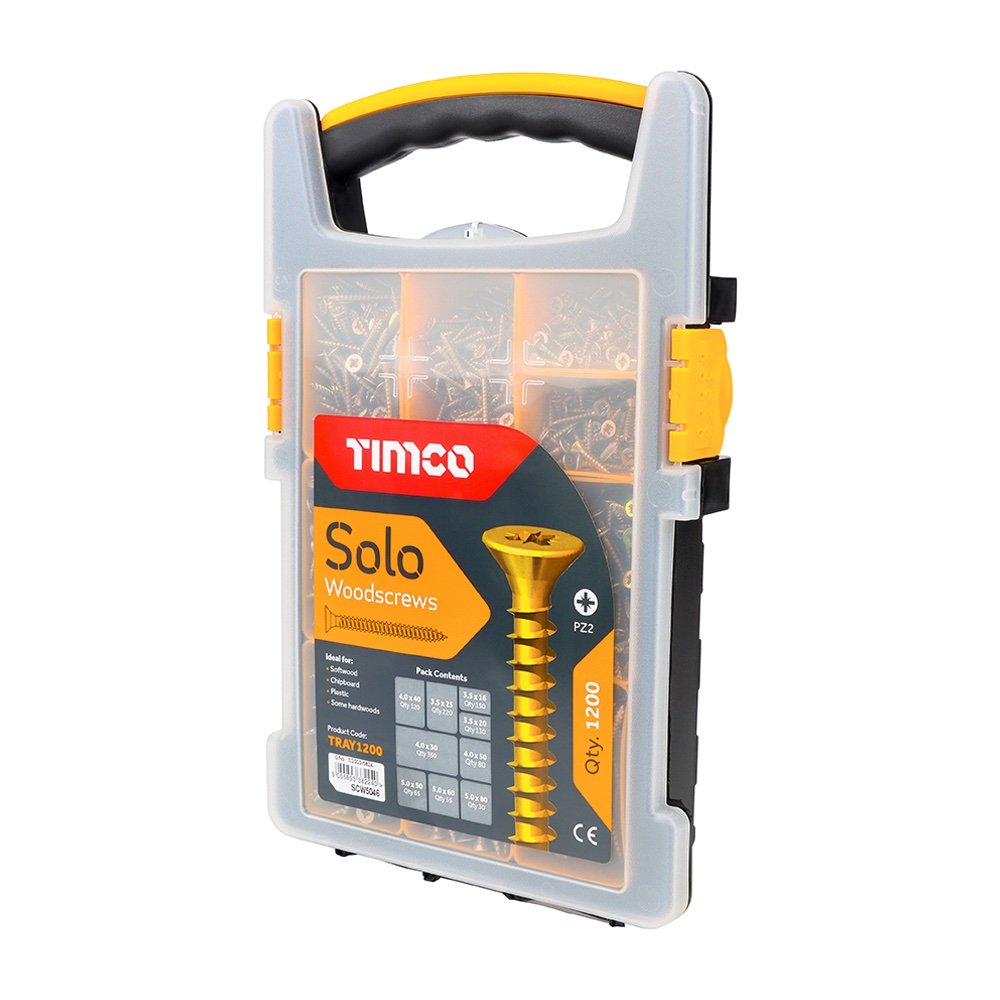 Timco Solo PZ Countersunk Woodscrews Mixed Pack 1200 - Image 1