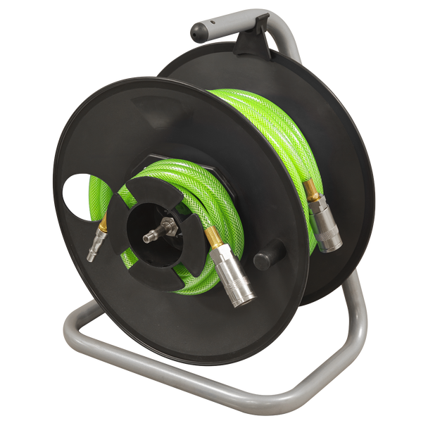 SA825_DFC1577658__11864 Sealey 20m Portable Manual Air Hose Reel 6mm ID - Image 1
