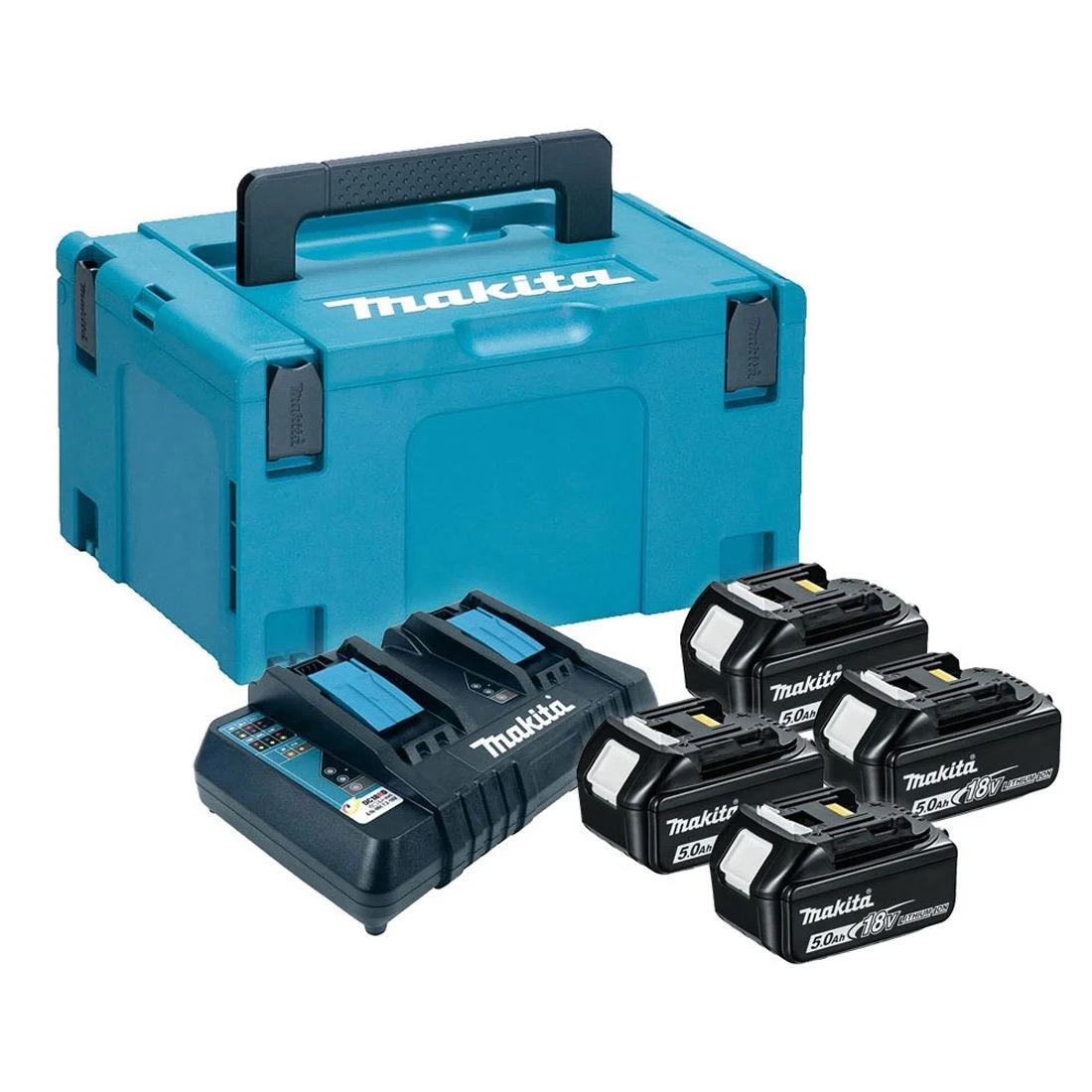 img_2256 Makita 197627-6 18v LXT 4 x 5.0ah Power Source Kit + Twin Charger in Makpac Case - Image 1
