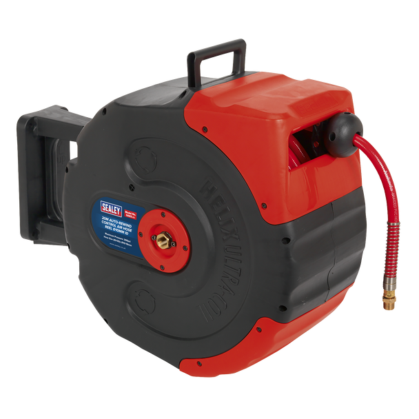 SA93 Sealey 20m Auto-Rewind Control Air Hose Reel 10mm ID - Image 1