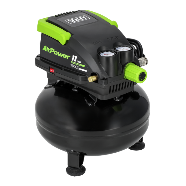 Sealey 11L Oil Free Direct Drive Air Compressor 0.5hp - Image 1