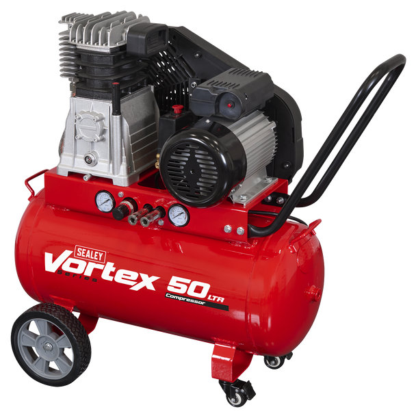 SAC1503B Sealey 50L Belt Drive Air Compressor with Cast Cylinders & Wheels 3.5hp - Image 1