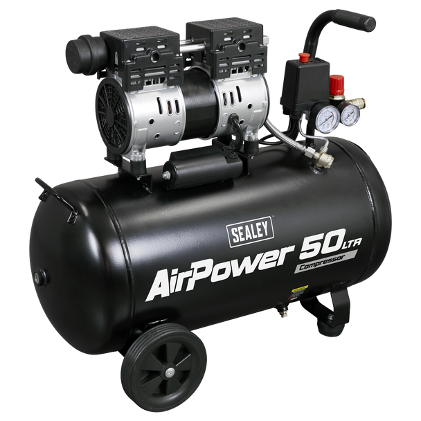 SAC5000S_DFC1566515__05058 Sealey 50L Low Noise Oil Free Direct Drive Air Compressor 1hp - Image 1