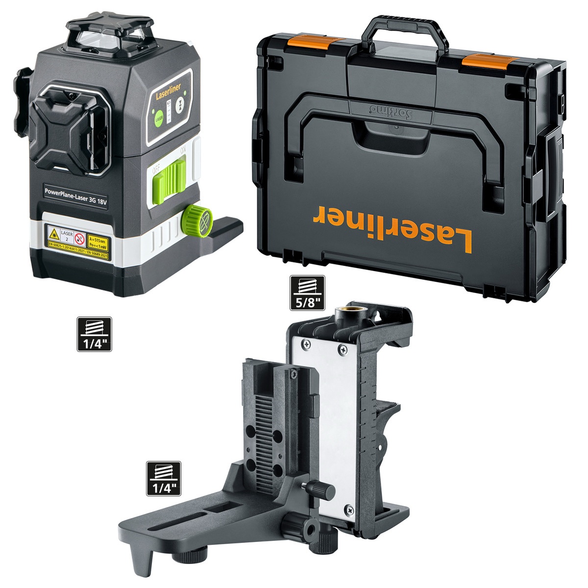 Laserliner Powerplane 18v 3G Multi Cordless 3 Way Self Levelling Laser Kit - Compatible with Makita, Dewalt, Milwaukee, Festool, Hikoki, Metabo - Image 1