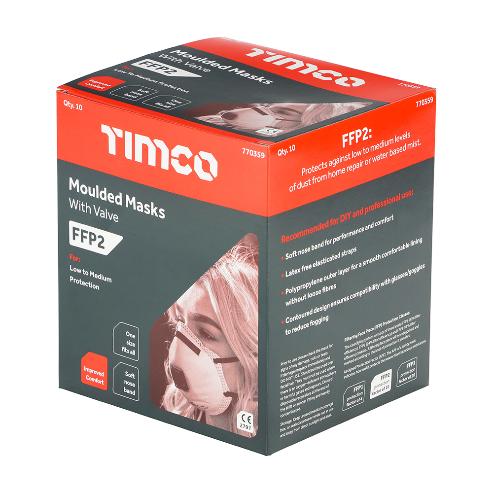 ppe5C770359_3.jpg TIMCO FFP2 Moulded Valved Masks Pack 10 - Image 1