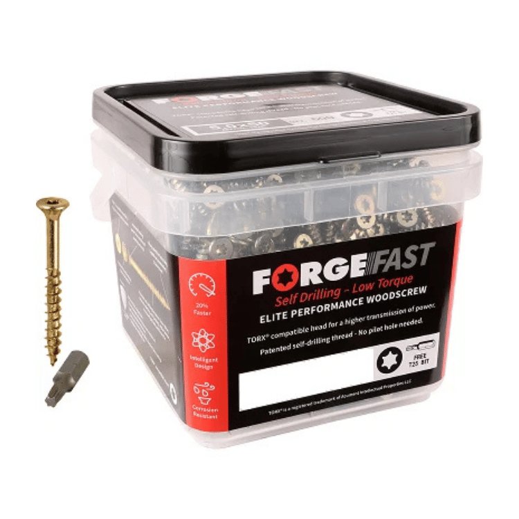 FFT-TUB ForgeFast 3.5 x 25mm Elite Low-Torque Woodscrews Tub 1200 - Image 1