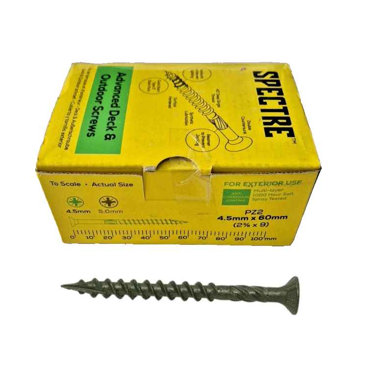 SPEDB Spectre 4.5 x 60mm Countersunk Decking Screws Green Box 200 - Image 1