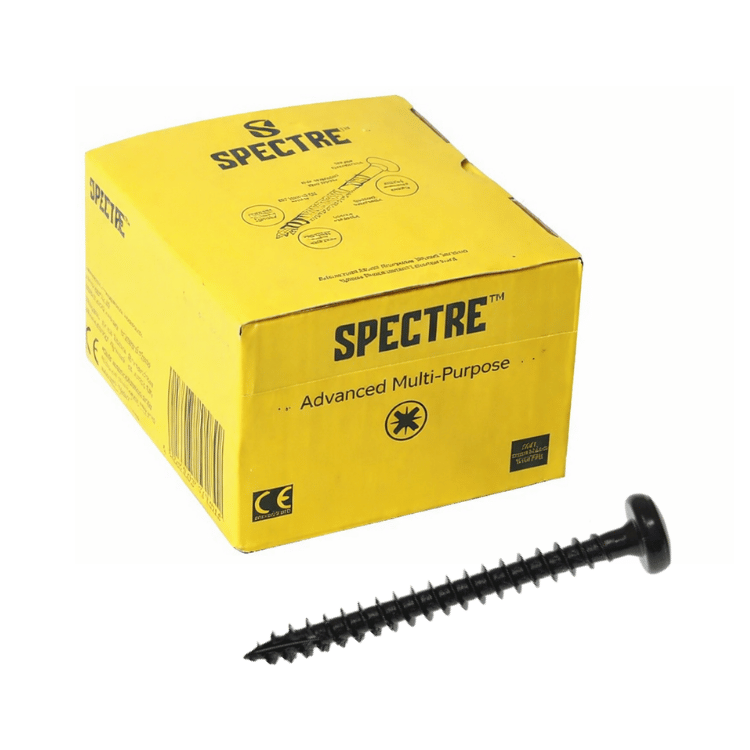 SPEPH Spectre 3.5 x 25mm Advanced Black Pan Head Woodscrews Box 200 - Image 1