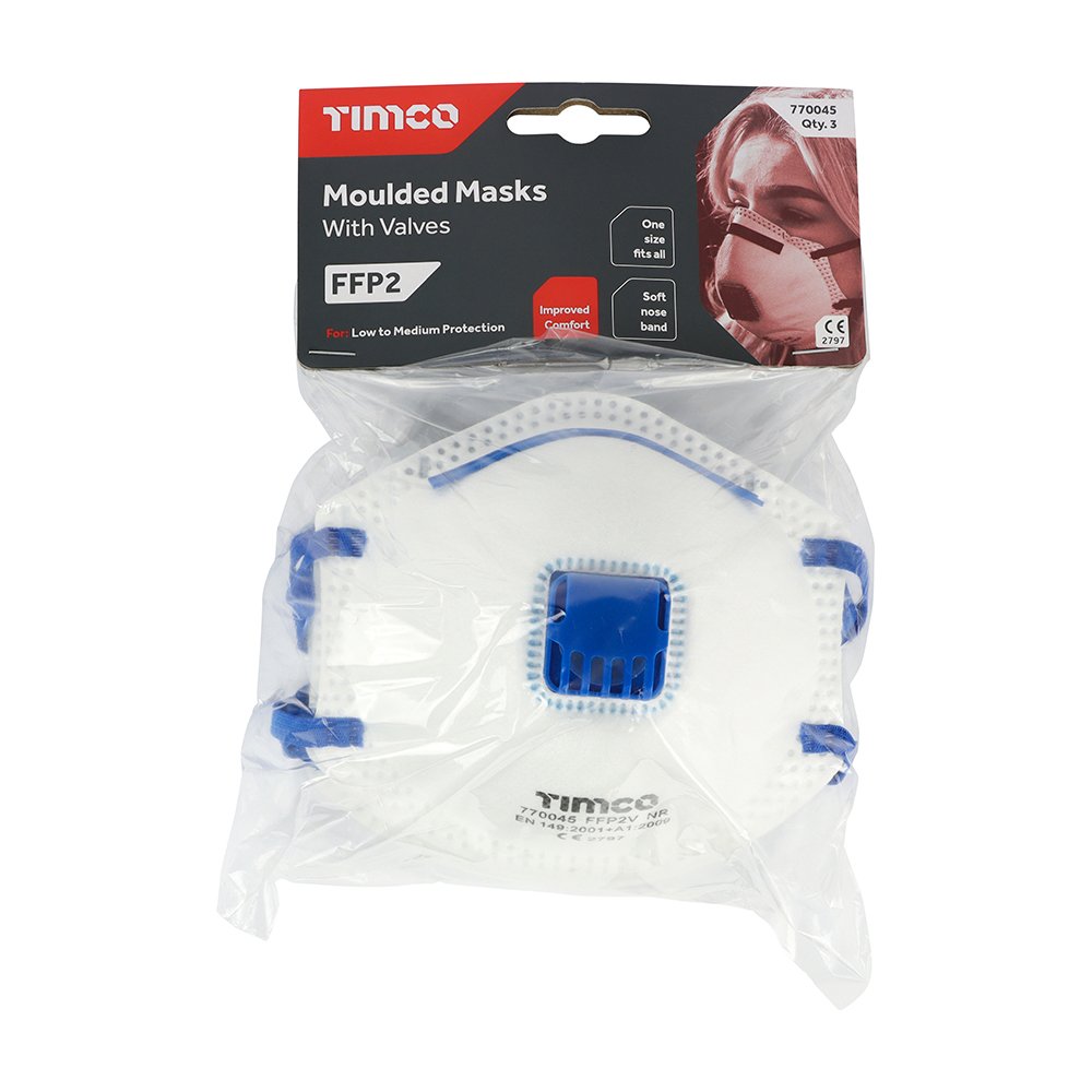 TIMCO FFP2 Moulded Valved Masks Pack 3 - Image 1