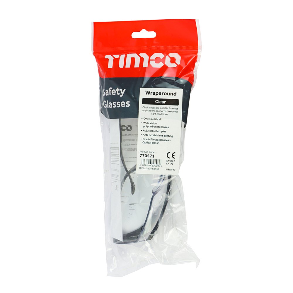 ppe5C770571_5.jpg TIMCO Wraparound Safety Glasses Clear - One Size - Image 1