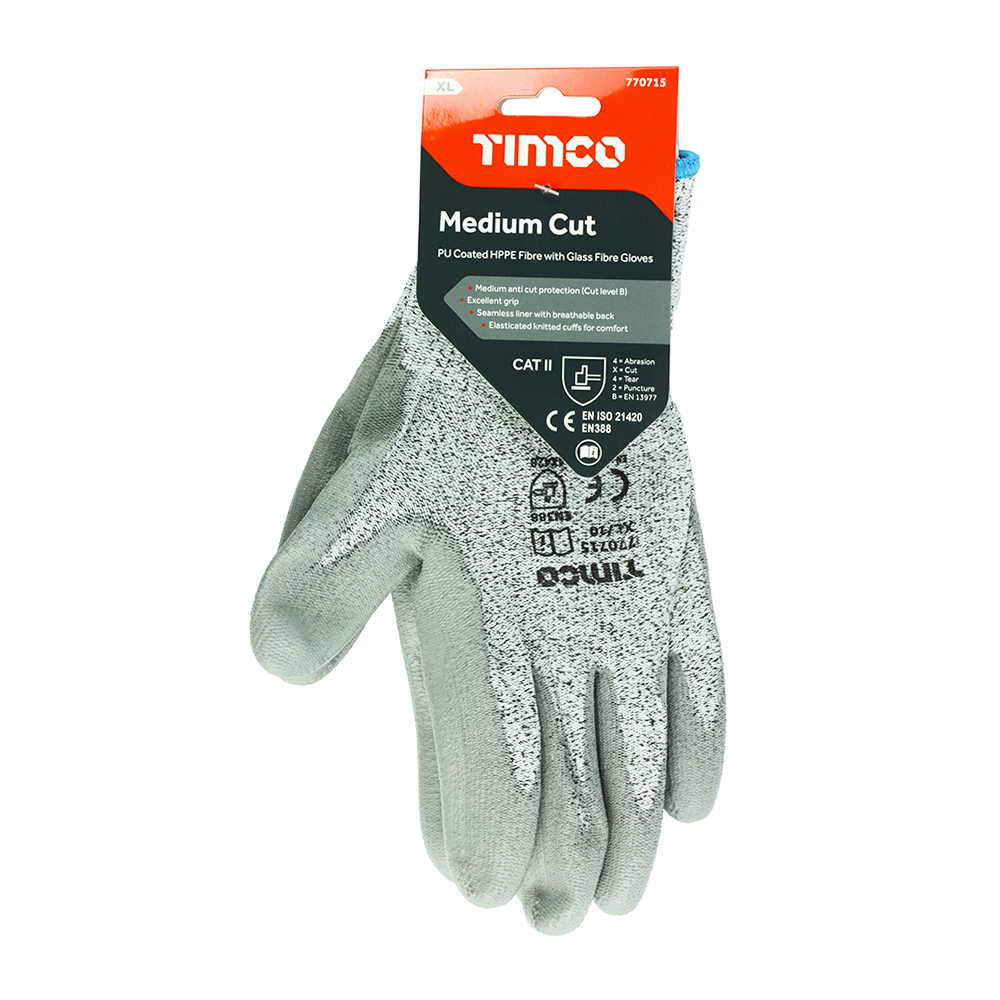 ppe5C770715_2.jpg TIMCO Medium Cut PU Coated HPPE Fibre with Glass Fibre Gloves - X Large - Image 1