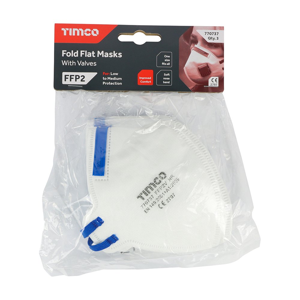 ppe5C770737_5.jpg TIMCO FFP2 Fold Flat Valved Masks Pack 3 - Image 1