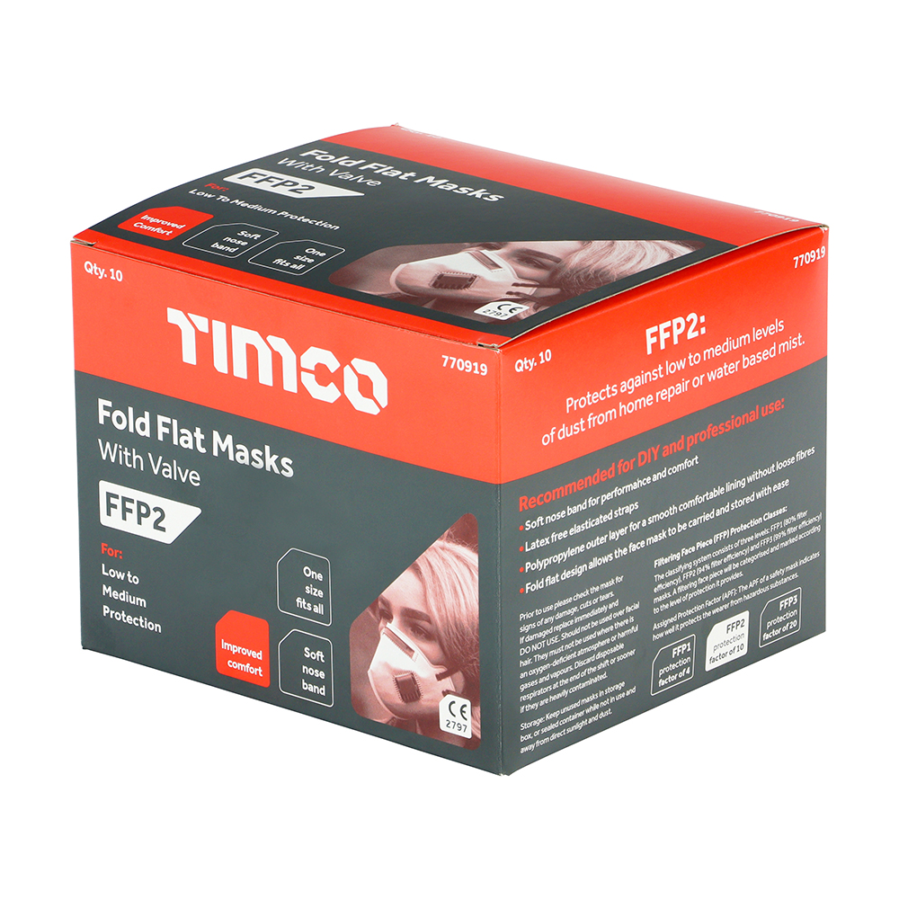 ppe5C770919_5.jpg TIMCO FFP2 Fold Flat Valved Masks - Pack 10 - Image 1