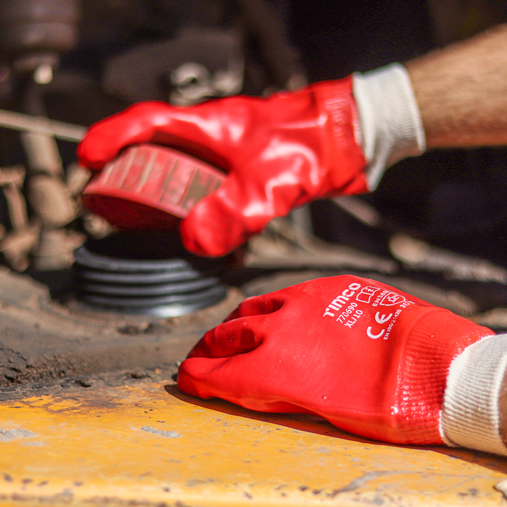 ppe5Cpvc-glove_lifestyle.jpg TIMCO PVC Grip PVC Coated Cotton Interlock Gloves - X Large - Image 1